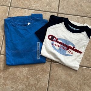 🎉🎉 Host Pick 🎉🎉 NWT 2 terrific Ts for boys 10/12. One Champion, 1 GAP.